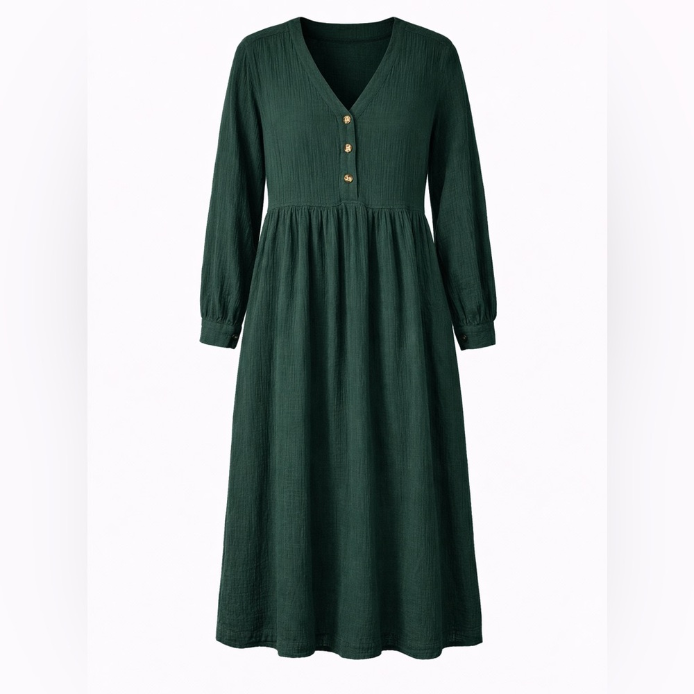 Madewell Textured Cotton Henley Midi Dress Cottagecore Size 4